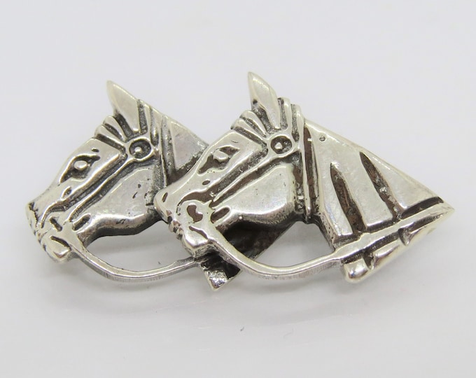 Vintage Sterling Silver Horses Pin Brooch