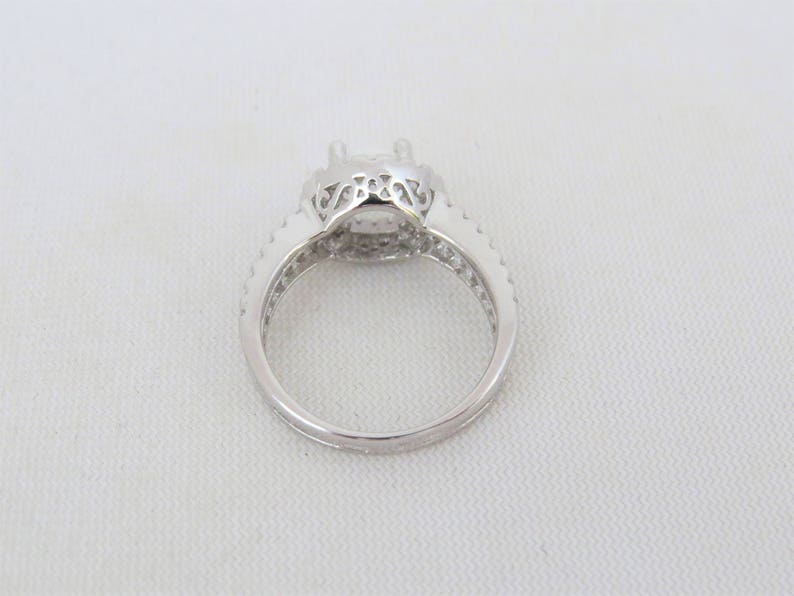 Vintage Sterling Silver White Opal /& White Topaz Halo Engagement Ring Size 8