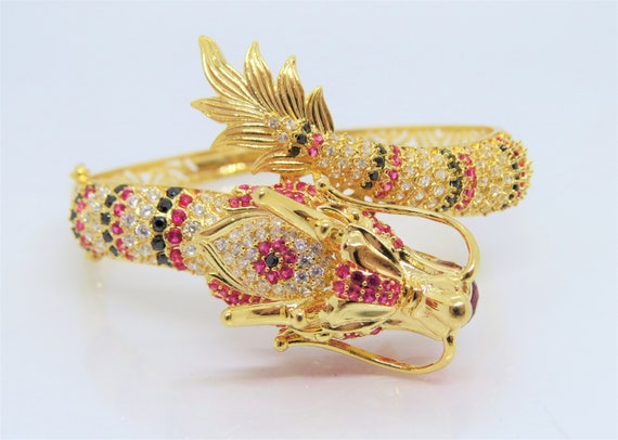 18K Solid Yellow Gold Ruby, Black Sapphire & White Topaz 18K Solid Yellow Gold Ruby, Black Sapphire & White Topaz