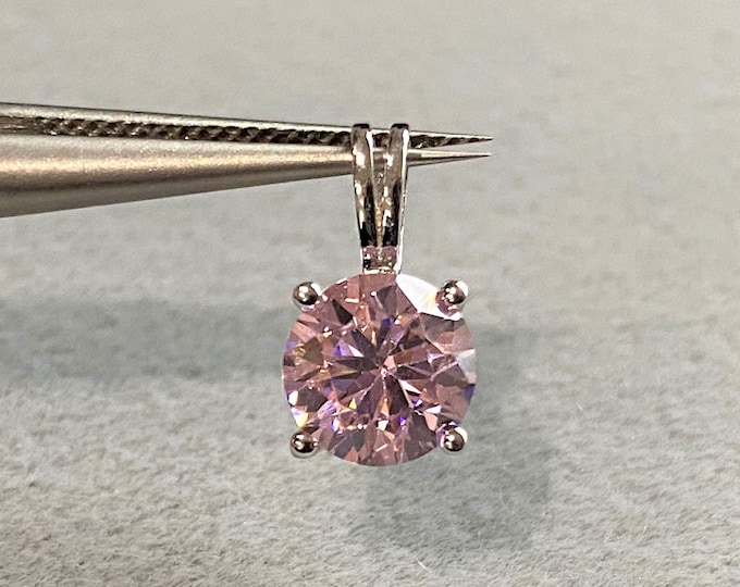 Sterling Silver Pink Sapphire Pendant 7MM