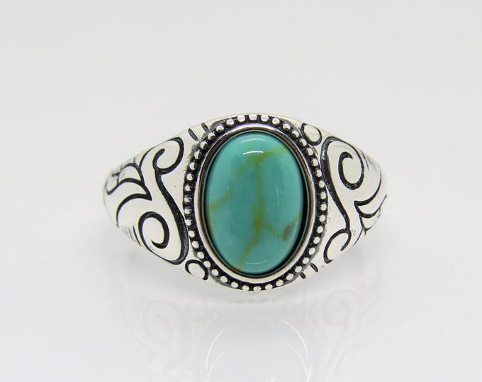 Vintage Sterling Silver Turquoise Ring Size 9