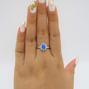 Vintage Sterling Silver Blue Opal & White Topaz Ring Size 7 - Etsy