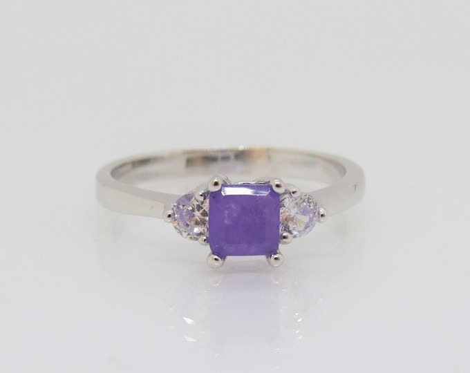 Vintage Sterling Silver Amethyst, White Topaz Ring Size 7