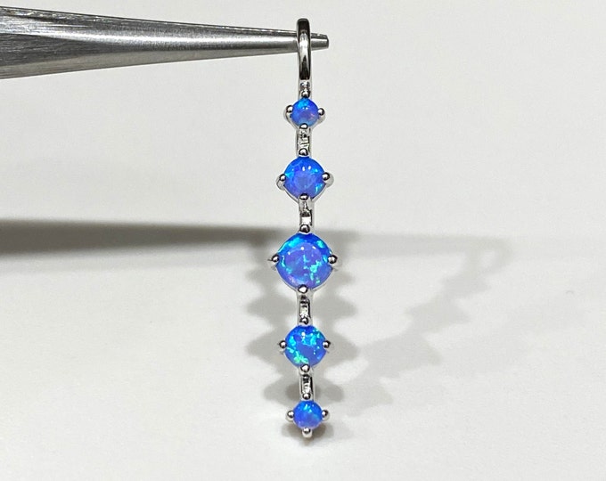 Vintage Sterling Silver Round Blue Opal Pendant.