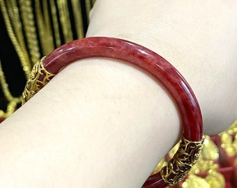 Vintage 15K 610 Solid Gold Translucent Red Jadeite Jade Vintage 15K 610 Solid Gold Translucent Red Jadeite Jade