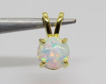 Vintage Sterling Silver 14K Gold Plate White Opal Pendant