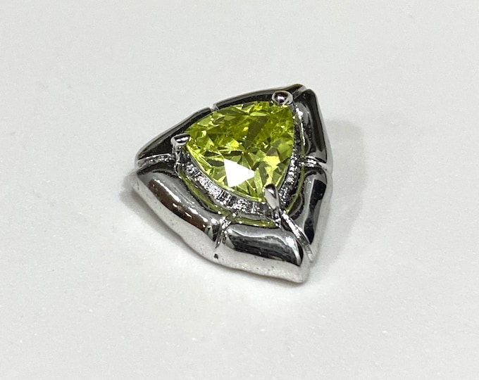 Vintage Sterling Silver Peridot Triangle Pendant.