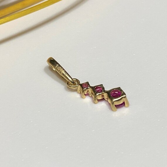 Vintage 14K Solid Yellow Gold Ruby Tiny Pendant. - image 3