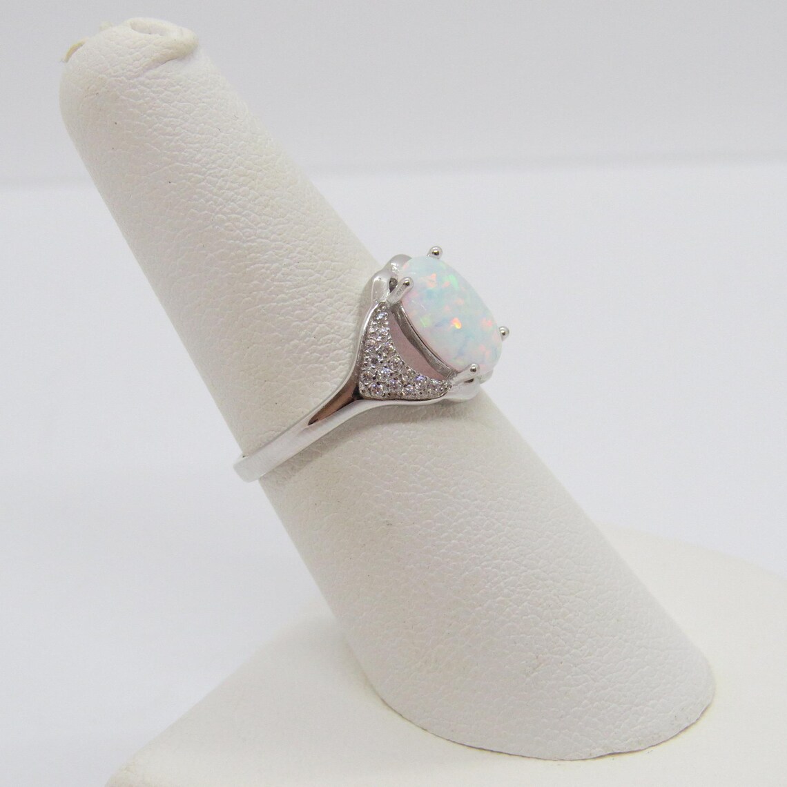 Vintage Sterling Silver White Opal & White Topaz Ring Size 8 - Etsy