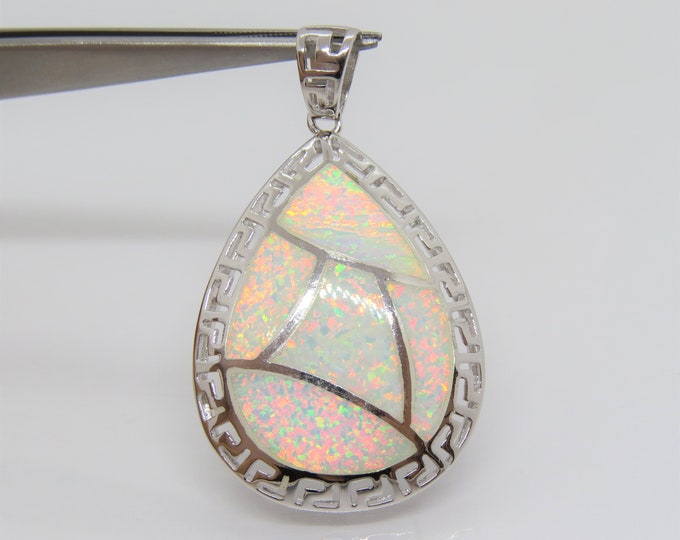 Sterling Silver White Opal Filigree Pendant