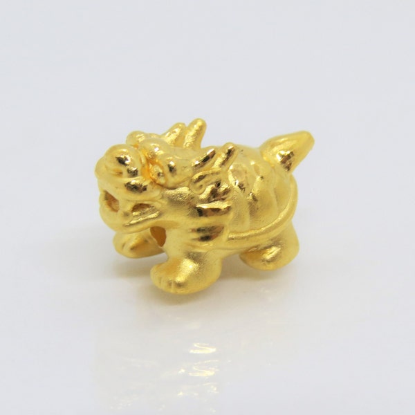Vintage Pure 24K 9999 Gold Dragon Turtle Charm Bead Pendant Make for Bracelet