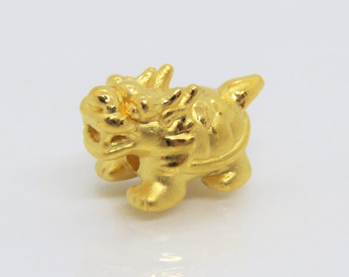 Vintage Pure 24K 9999 Gold Dragon Turtle Charm Bead Pendant Make for Bracelet