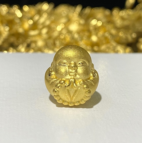 24K 999 Pure Gold 3D Buddha Vintage Charm Make for