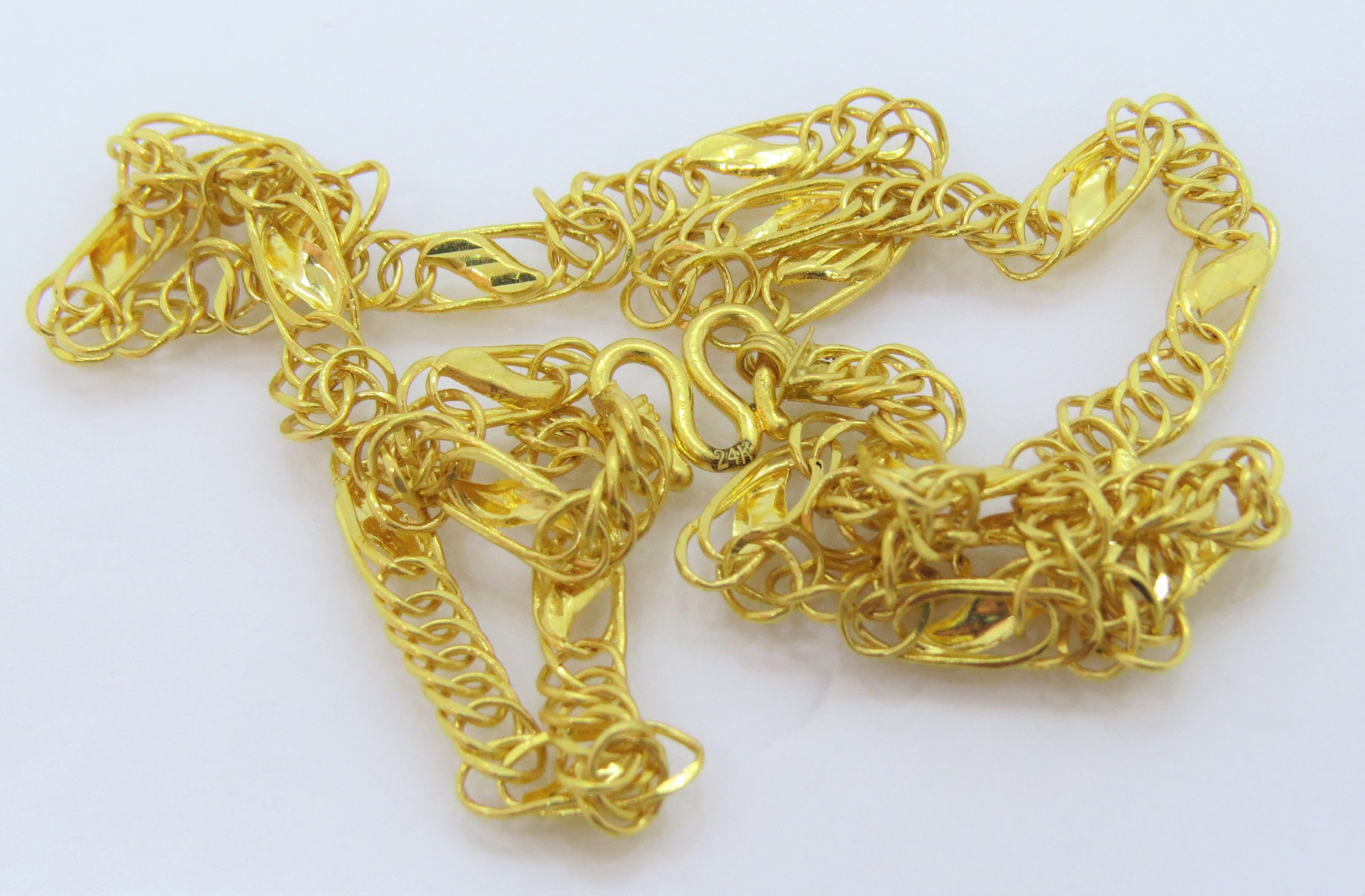 Vintage 24K 980 Yellow Gold Link Chain Necklace 18'' - Etsy Vintage 24K 980 Yellow Gold Link Chain Necklace 18'' - Etsy