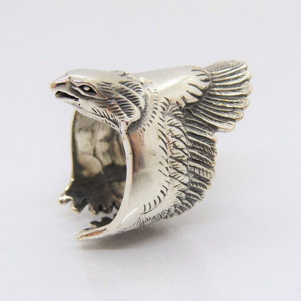 Sterling Silver Eagle Adjustable Ring Size 9