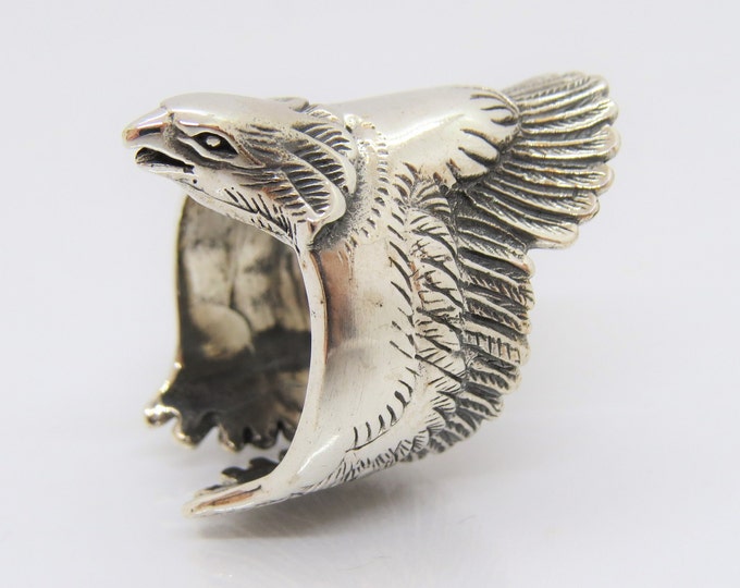 Sterling Silver Eagle Adjustable Ring Size 9