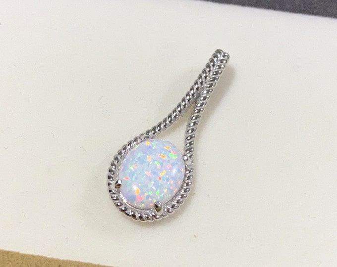 Vintage Sterling Silver White Opal Pendant.