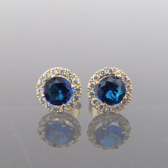 Vintage 18K Solid Yellow Gold 1.22ct Blue Sapphir… - image 1