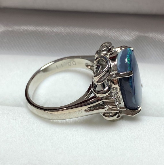 Vintage Platinum 4.68ct Boulder Opal Diamond Ring… - image 4