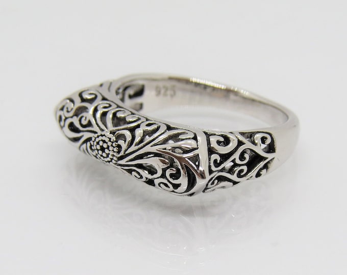 Sterling Silver Filigree Dome Ring Size 9