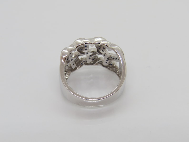 Vintage Sterling Silver Blue Sapphire Celtic Dome Ring Size 8