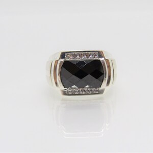 Vintage Sterling Silver Black Sapphire & White Topaz Ring Size 8.5