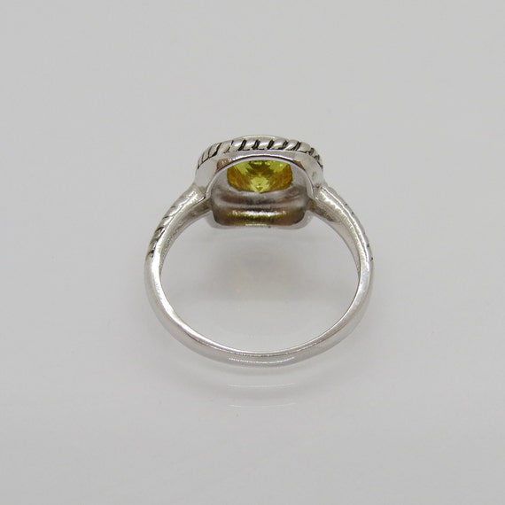 Vintage Sterling Silver Yellow Citrine Square Dom… - image 2