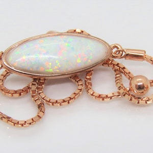 Sterling Silver Rose Gold Plated White Opal Adjustable Vintage Bracelet.