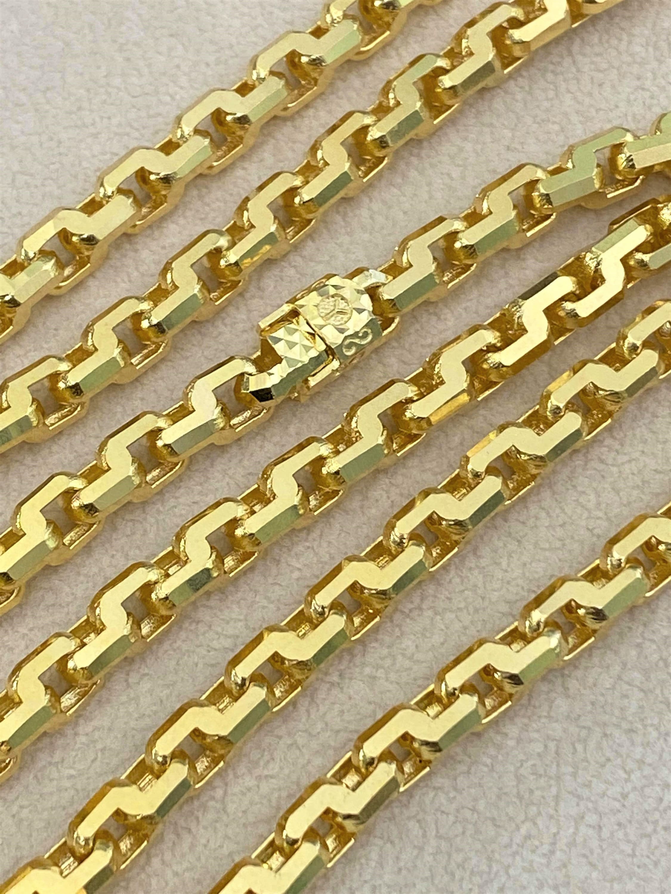 Vintage 15K 610 Solid Gold Anchor Chain Link Necklace 23 Vintage 15K 610 Solid Gold Anchor Chain Link Necklace 23
