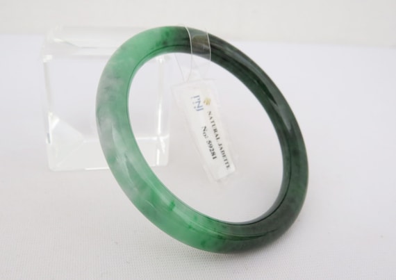 Vintage Translucent Natural Green Black Jadeite J… - image 1