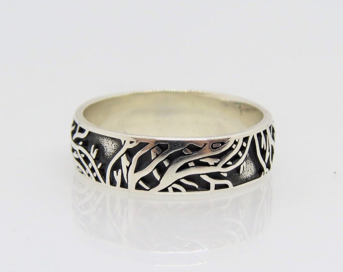 Sterling Silver Branches Band Ring.