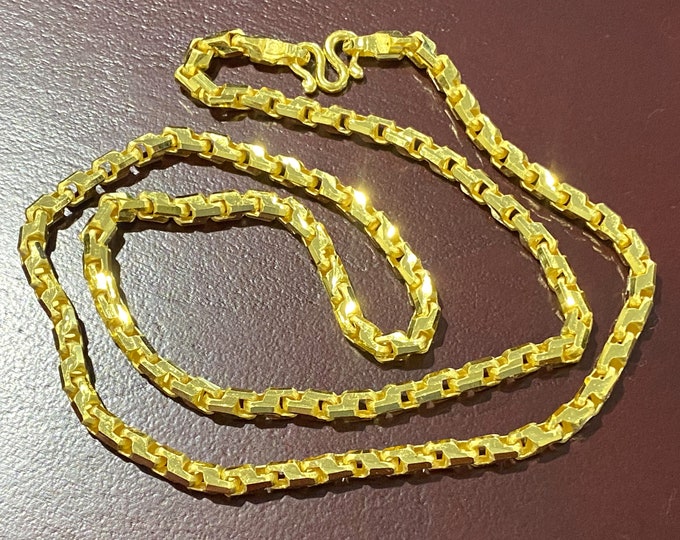 Vintage 24K 980 Solid Pure Gold Anchor Chain Link Necklace 24'' Length ...