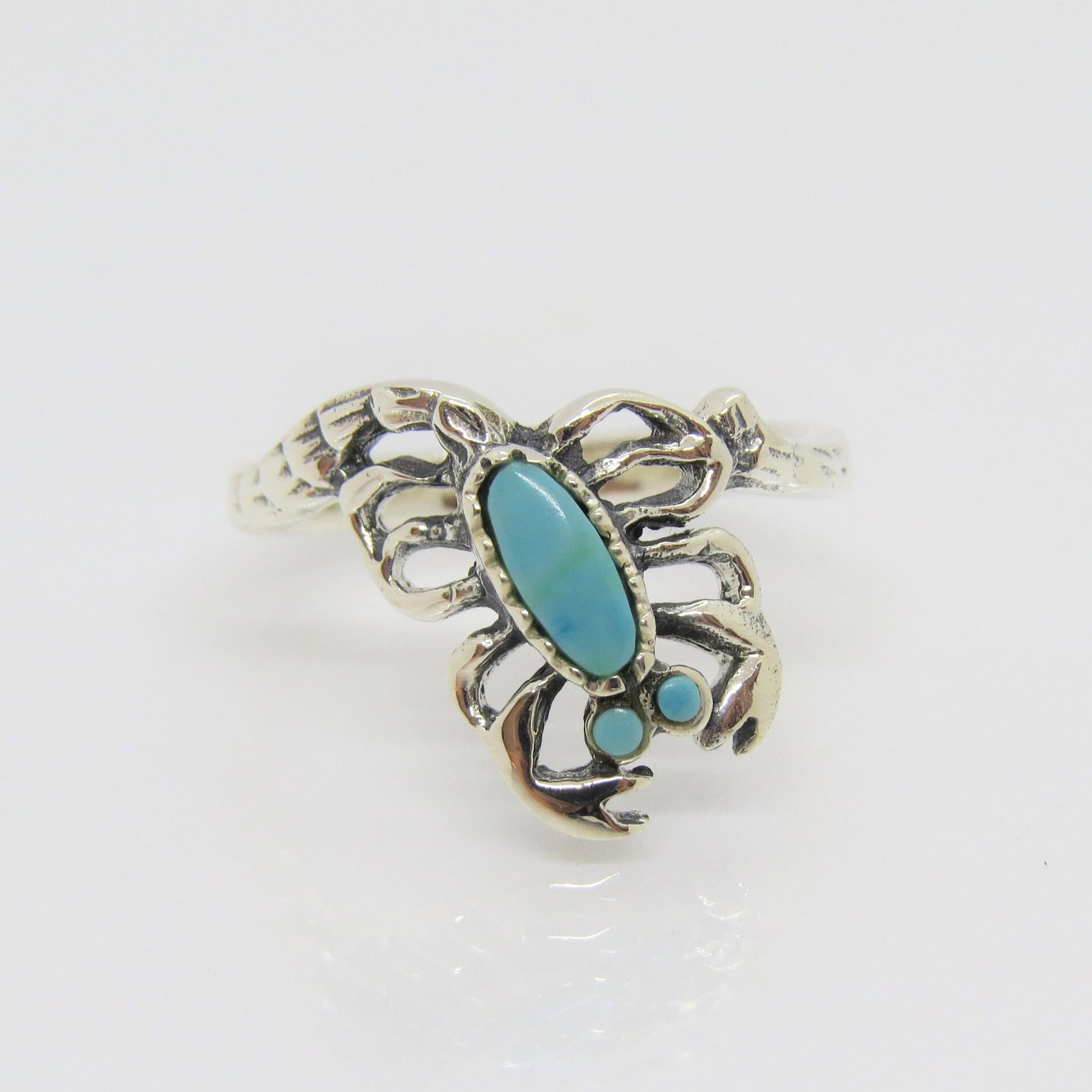 Important Native American Navajo Frogskin Turquoise Sterling Silver Ring Important Native American Navajo Frogskin Turquoise Sterling Silver Ring