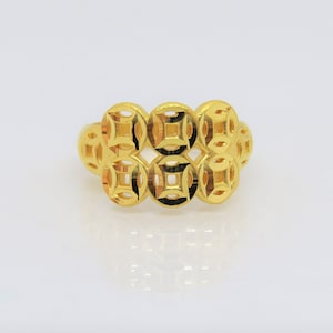 24K 999 Pure Gold Money Coin Luck Vintage Ring Size 7
