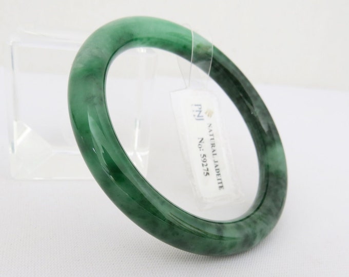 Vintage Translucent Natural Dark Green, Green Jadeite Jade Bangle Bracelet 50.6MM