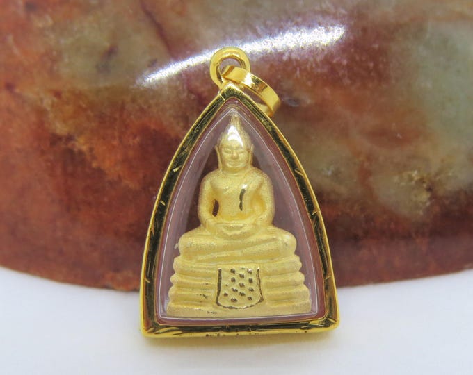 Vintage 18K Solid Yellow Gold Case LP Sothon Thai Amulet Tiny Pendant