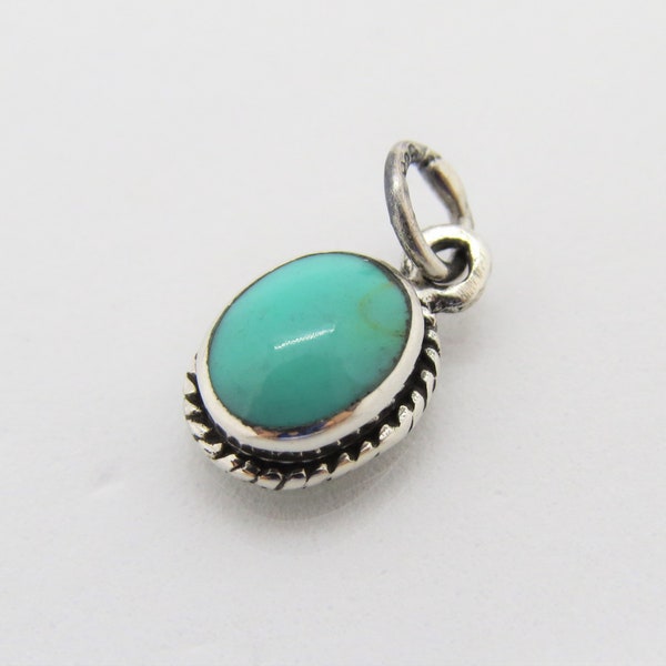 Vintage Sterling Silver Braided Turquoise Tiny Pendant