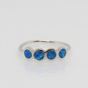 Vintage Sterling Silver Blue Opal Ring Size 9