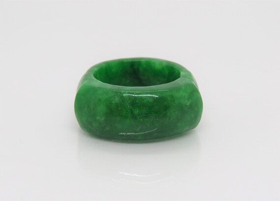 Vintage Translucent Floral Green Jadeite Jade Sadd