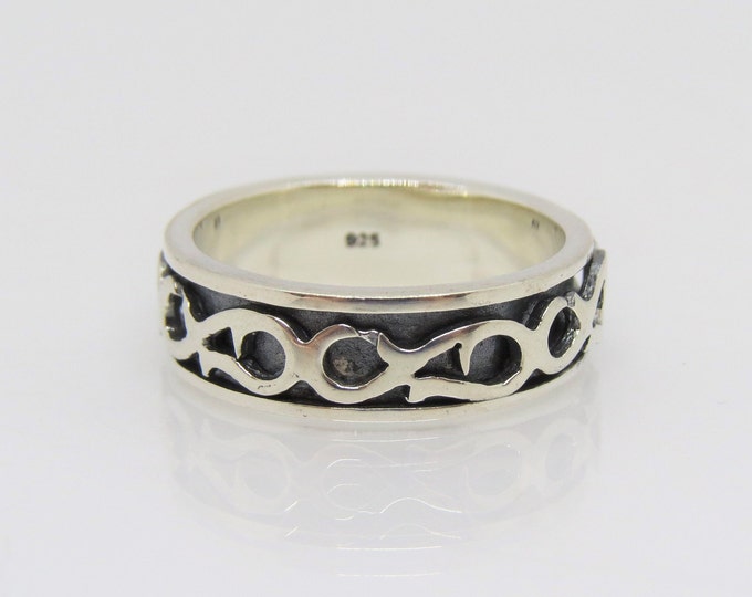 Vintage CELTIC Sterling Silver Unisex Band Ring Size 9