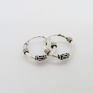 Vintage Bali Sterling Silver Hoop Earrings