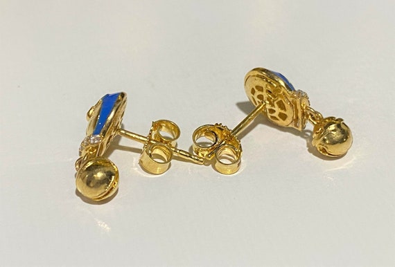 Vintage 18K Solid Yellow Gold Ruby, Black Sapphir… - image 2