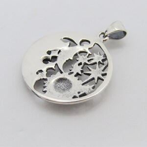 Vintage Sterling Silver Sun & Moon Charm Pendant - Etsy