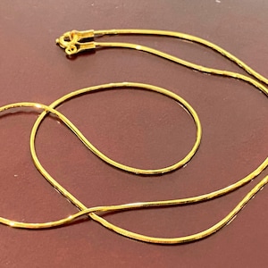 Vintage 18K Solid Yellow Gold Snake Link Chain Necklace 16'', 17''