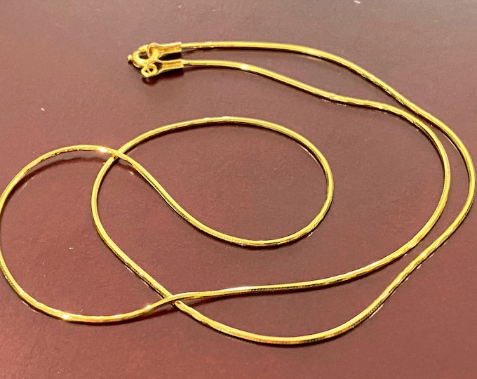 Vintage 18K Solid Yellow Gold Snake Link Chain Necklace 16'', 17''