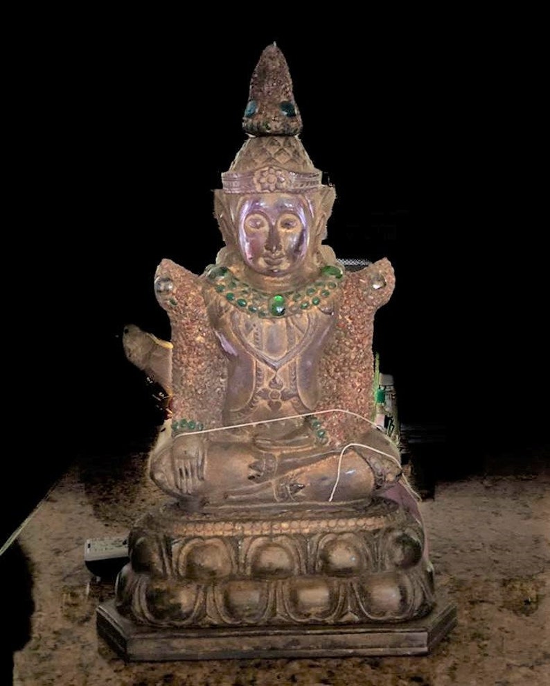 Antique Amethyst 19th 20th Century Carved Phra Hin Buddha Statue 22,400grams image 8