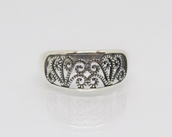 Vintage sterlingsilver filigran kupolring storlek 8,5