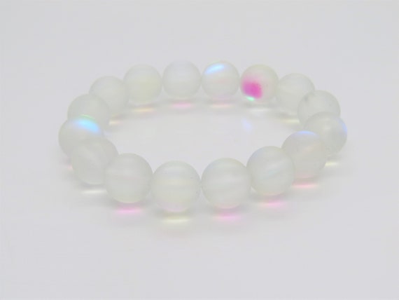 Vintage Jewelry White Moonstone Lucite Bead Brace… - image 3