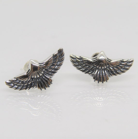 Vintage Sterling Silver Eagle Stud Earrings - image 5