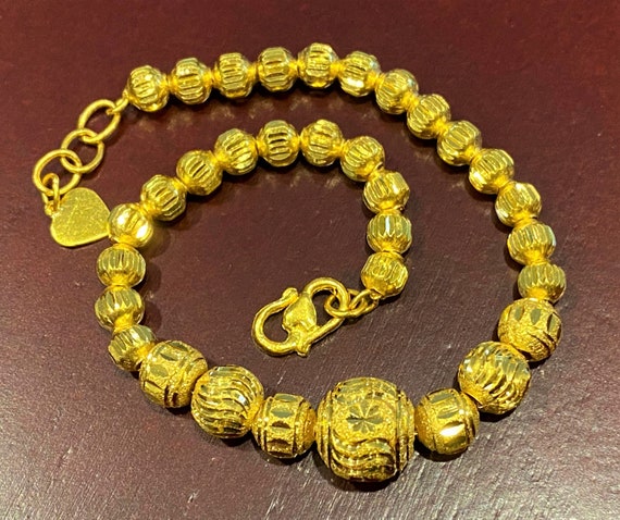 24k Gold Hishi Bracelet with Blue Glass Beads – Swahili Modern